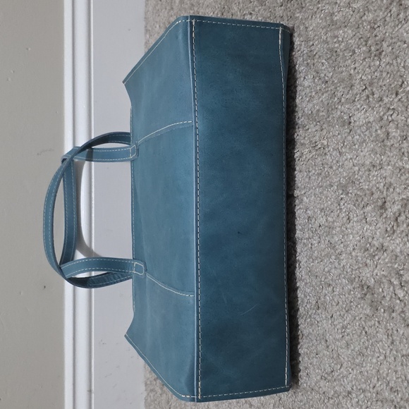 Portland Leather Goods PLG Zip E / W East West Lola Aqua Blue Brushed Leather - Picture 6 of 15